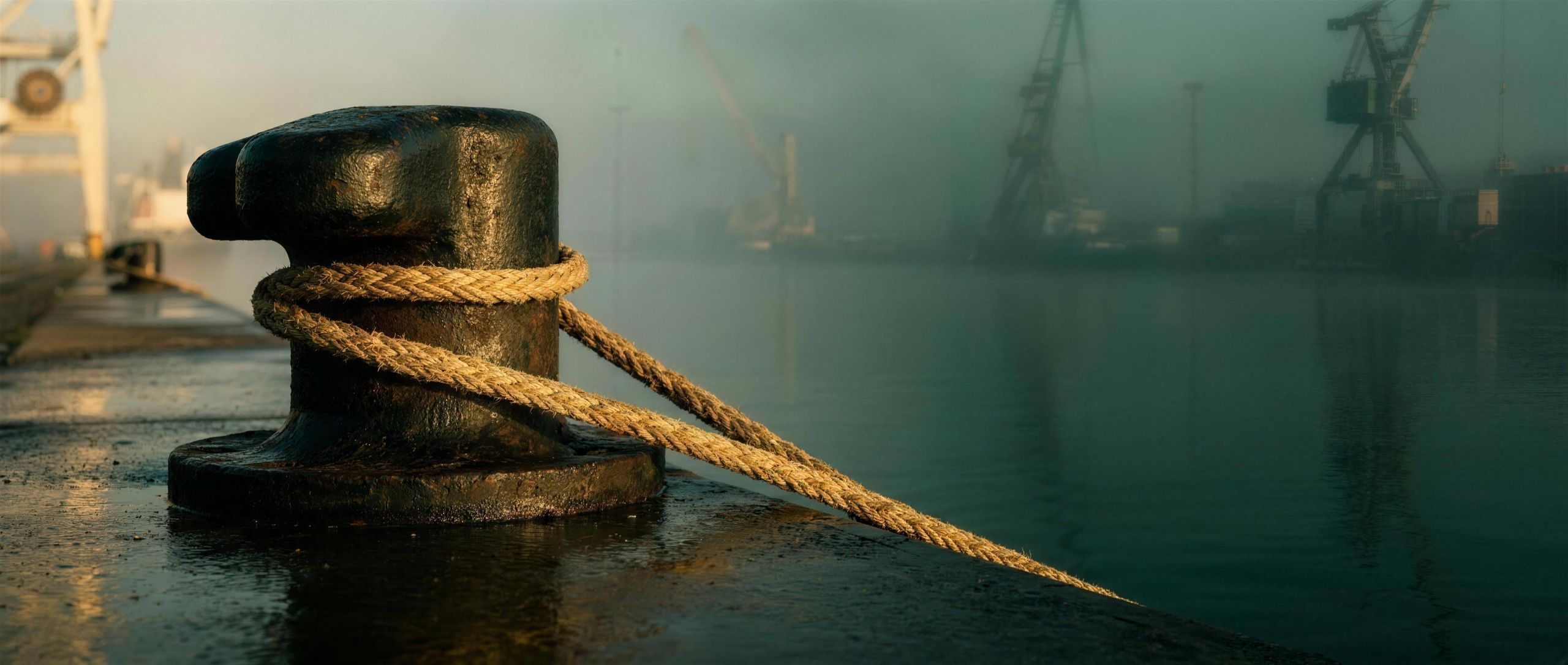 O porto de Vitória ao amanhecer